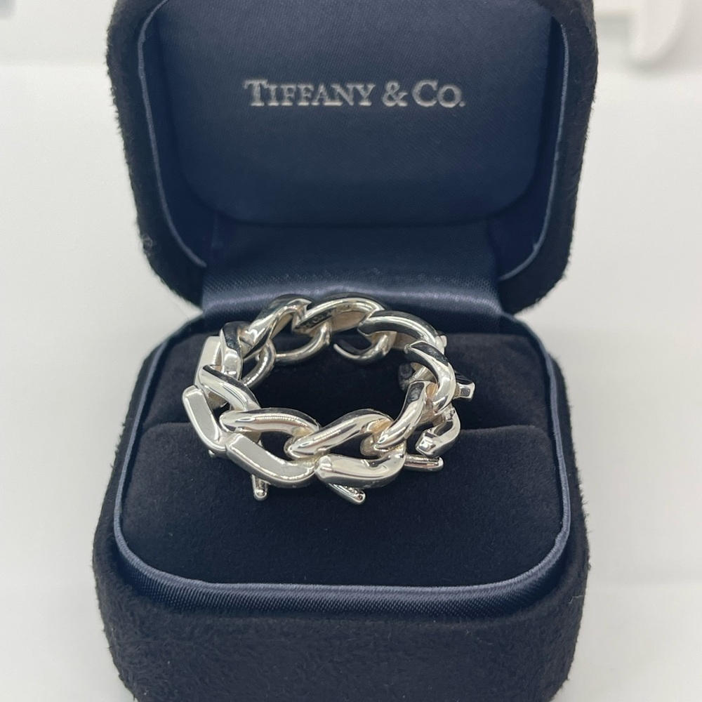 Tiffany & Co. Silver Link Ring - Picture 1 of 16